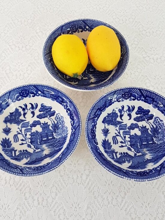 Vintage Other - Vintage Blue Willow Soup Cereal Bowls Japan Blue White Transferware - Set of 3